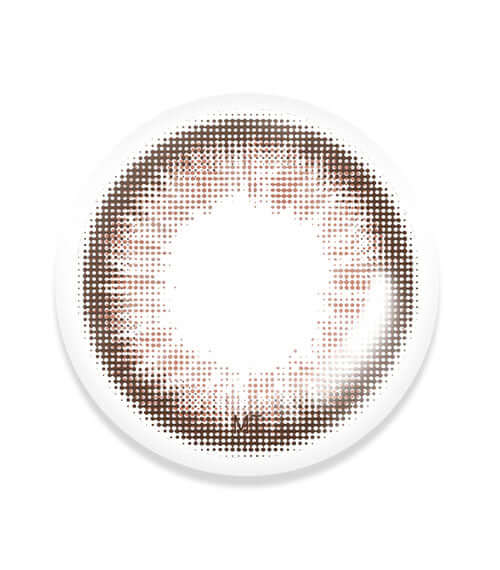 Aida Choco Brown toric lens with 14.2mm diameter, featuring natural vivid chocolate iris design and 55% water content.