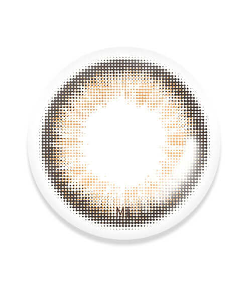 Aida Brown toric contact lens with 14.2mm DIA, 13.4mm G.DIA, 55% water content, designed with delicate brown iris pattern, ID K017BR.